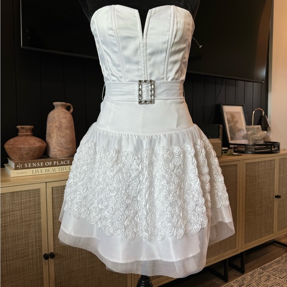 Vintage Jessica McClintock for Gunne Sax tulled roses mini dress - Picture 3 of 14